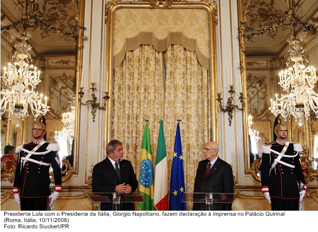 Presidente Lula com o presidente da Itália, Giorgio Quirinal, fazem  declaração à imprensa no Palácio Quirinal.
