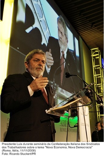Presidente Lula durante Seminário da Confederação  italiana do Sindicato dos Trabalhadores.