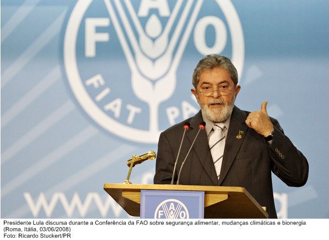 Presidente Lula discursa durante Conferência da FAO sobre segurança alimentar, mudanças climáticas e bionergia.