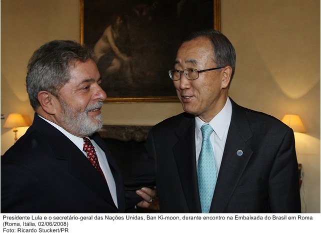 Presidente Lula, o presidente de Gana, John A. Kufuor e o secretário-geral das Nações Unidas, Ban Ki-moon, no painel de Alto Nível - Unctad.