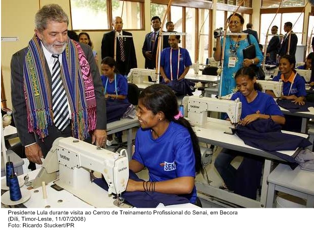 Presidente Lula durante visita ao Centro de Treinamento Profissional do Senai, em Becora.