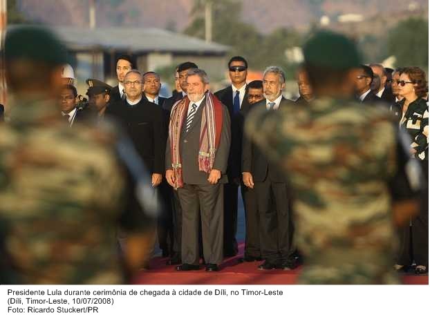 Presidente Lula na cerimônia de chegada a Dili, no Timor-Leste.