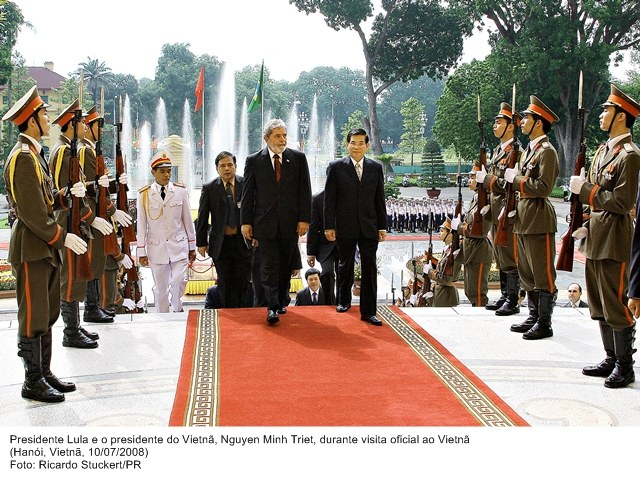 Presidente Lula e o presidente do Vietnã, Nguyen Minh Triet, durante visita oficial ao Vetnã.