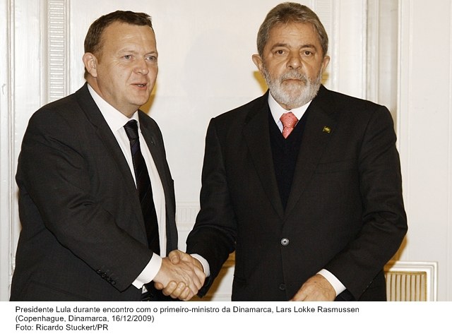 Presidente Lula durante encontro com o primeiro-ministro da Dinamarca, Lars Lokke Rasmussen.