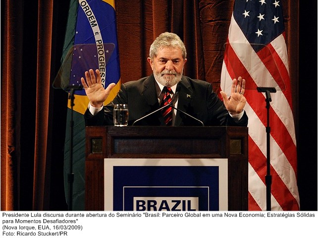 Presidente Lula discursa durante  abertura do Seminário Brasil Parceiro Global em uma Nova Economia.