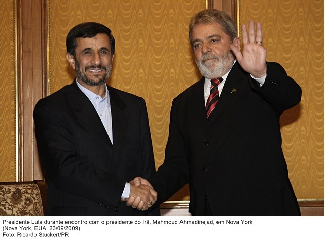 Presidente Lula durante encontro com o presidente do Irã, Mahmoud Ahmadinejad, em Nova York.