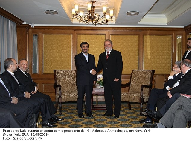 Presidente Lula durante encontro com o presidente do Irã, Mahmoud Ahmadinejad, em Nova York.
