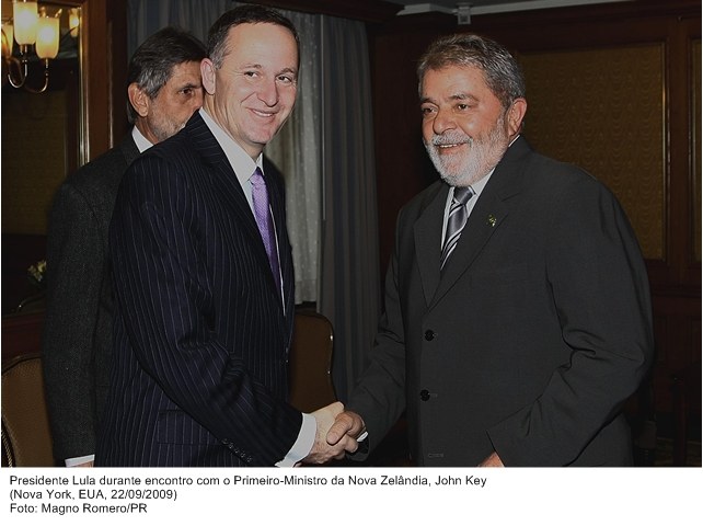 Presidente Lula durante encontro com o primeiro-ministro da Nova Zelândia, John Key.