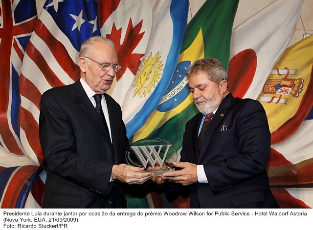 Presidente Lula durante jantar por ocasião da entrega do prêmio Woodrow Wilson for Public Service.