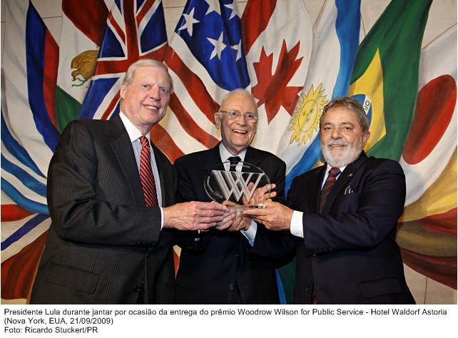 Presidente Lula durante jantar por ocasião da entrega do prêmio Woodrow Wilson for Public Service.