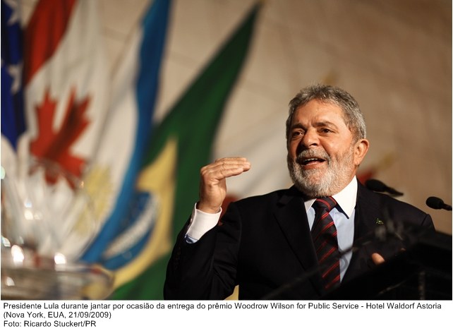 Presidente Lula durante jantar por ocasião da entrega do prêmio Woodrow Wilson for Public Service.