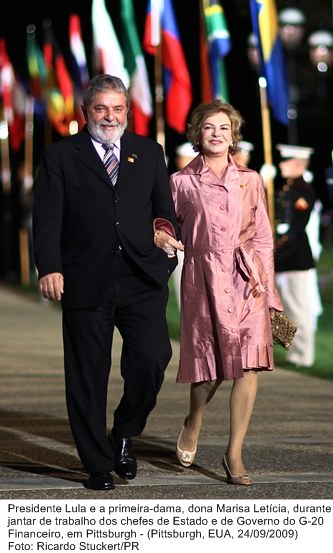 Presidente Lula e a primeira-dama, Marisa Letícia, durante jantar de trabalho do G-20 Financeiro.