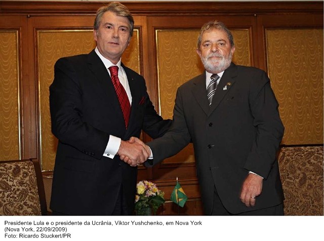Presidente Lula e o presidente da Ucrânia, Viktor Yushchenko, em Nova York.