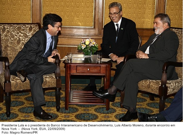 Presidente Lula e o presidente do Banco Ineramericano de Desenvolvimento, Luis Alberto Moreno, durante encontro em Nova York.