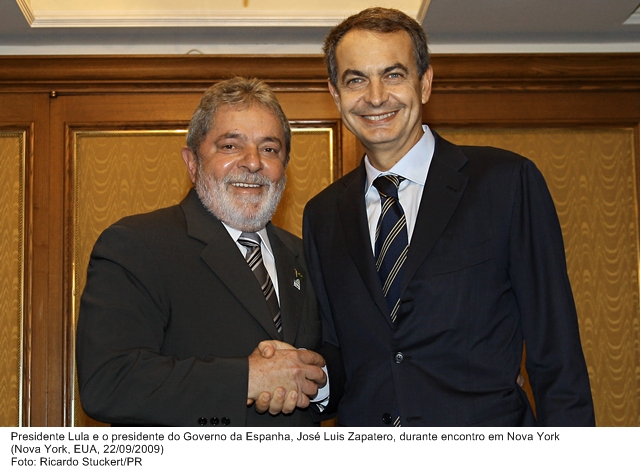 Presidente Lula e o presidente do governo da Espanha, José Luis Zapatero, durante encontro em Nova York.