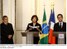 Presidente Lula, a ministra da Casa Civil, Dilma Rousseff, e o presidente Nicolas Sarkozy, durante declaração à imprensa.