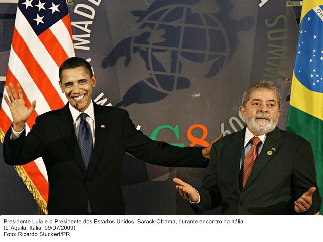 Presidente Lula e o presidente dos Estados Unidos da América, Barack Obama, durante encontro na Itália.