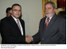 Presidente Lula cumprimenta o presidente de El Salvador, Maurício Funes, durante encontro em Portugal.
