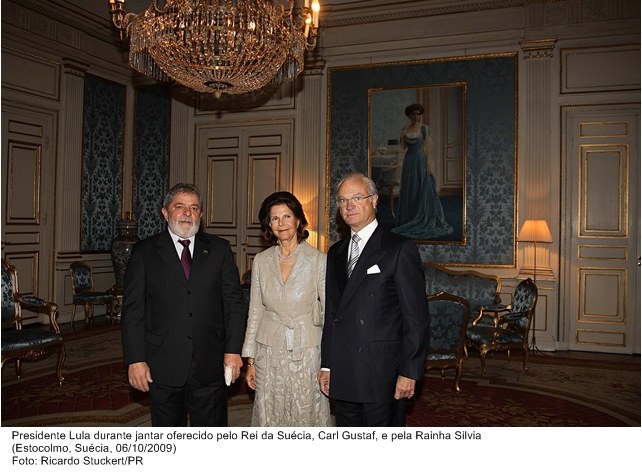 Presidente Lula durante jantar oferecido pelo Rei da Suécia, Carl Gustaf e pela Rainha Silvia.