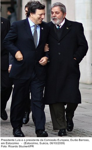 Presidente Lula e o presidente da Comissão Européia, Durão Barroso, em Estocolmo.