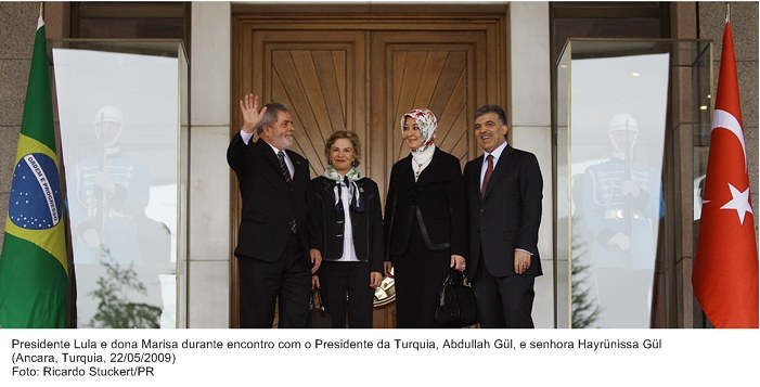 Presidente Lula e dona Marisa durante encontro com o presidente da Turquia, Abdullah Gül e senhora, Hayrünissa Gül.