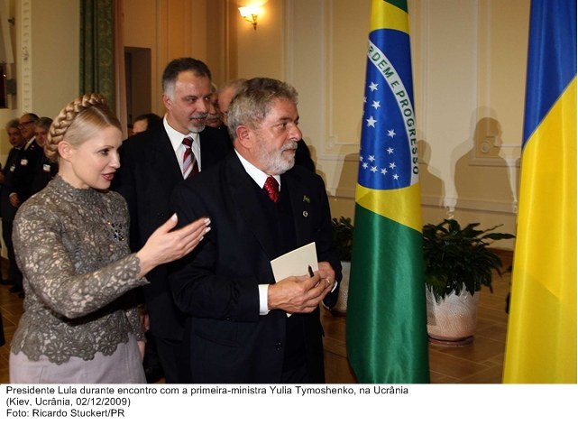 Presidente Lula durante encontro com a primeira-ministra, Yulia Tymoshenko, na Ucrânia.