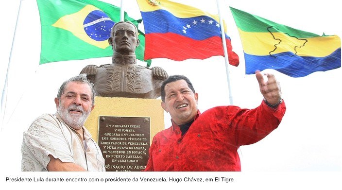 Presidente Lula durante encontro com o presidente da Venezuela, Hugo Cháves, durante encontro em El Trigre.