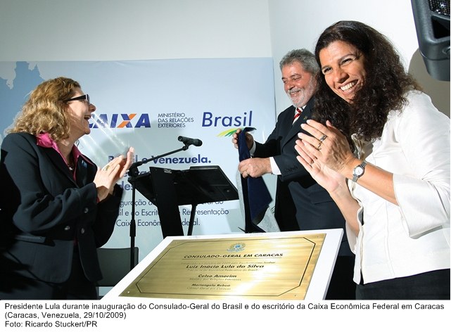 Presidente Lula durante inuguração do Consulado-Geral do Brasil e do escritório da Caixa Econômica Federal em Caracas.