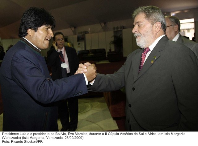Presidente Lula e o presidente da  Bolívia, Evo Morales, durante a II Cúpula Ámerica do Sul e África, em Isla Margarita.