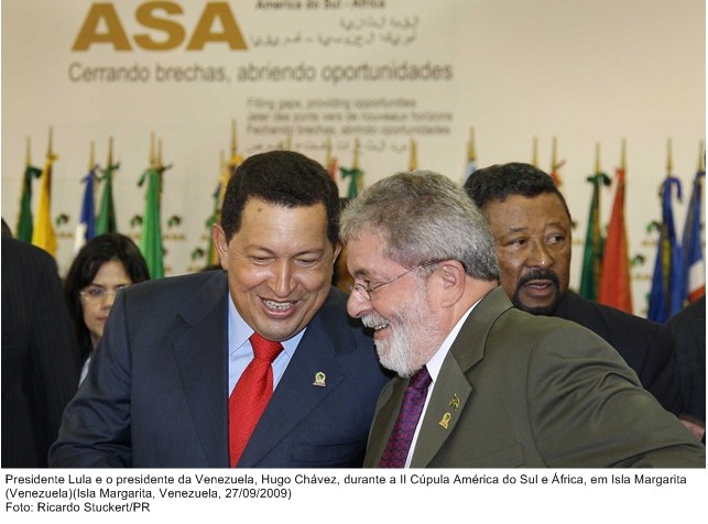 Presidente Lula e o presidente da  Venezuela, Hugo Cháves, durante a II Cúpula Ámerica do Sul e África, em Isla Margarita.