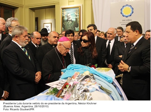 Presidente Lula durante velório do ex-presidente da Argentina, Néstor Kirchner.