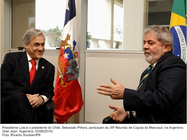 Presidente Lula e o presidente do Chile, Sebastián Piñera, participam da 39ª Reunião de Cúpula do Mercosul.