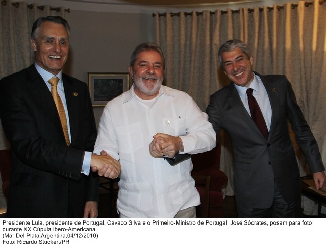 Presidente Lula, o presidente de Portugal, Cavaco Silva e o primeiro-ministro de Portugal, José Sócrates,  durante a XX Cúpula Ibero-Americana.