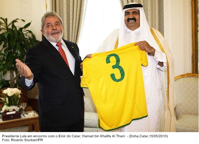 Presidente Lula durante encontro com o Emir do Catar, Hamad bin Khalifa Al Thani.
