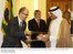 Presidente Lula e ministro do Turismo, Luiz Barretto, durante encontro com o Emir do Catar, Hamad bin Khalifa Al Thani.