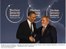 Presidente Lula cumprimenta o presidente dos Estados Unidos, Barack Obama, durante recepção oferecida aos membros da Cúpula de Segurança Nuclear.