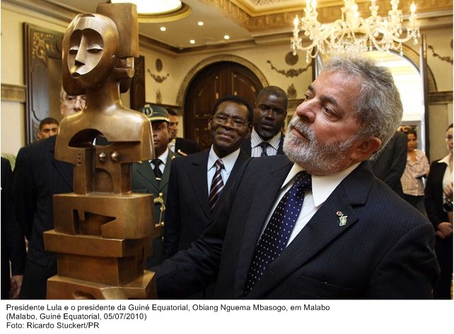 Presidente Lula e o presidente da Guiné Equatorial, Oblang Nguema Mbasogo, em Malabo.