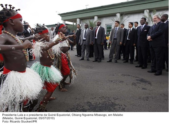 Presidente Lula e o presidente da Guiné Equatorial, Oblang Nguema Mbasogo, em Malabo.