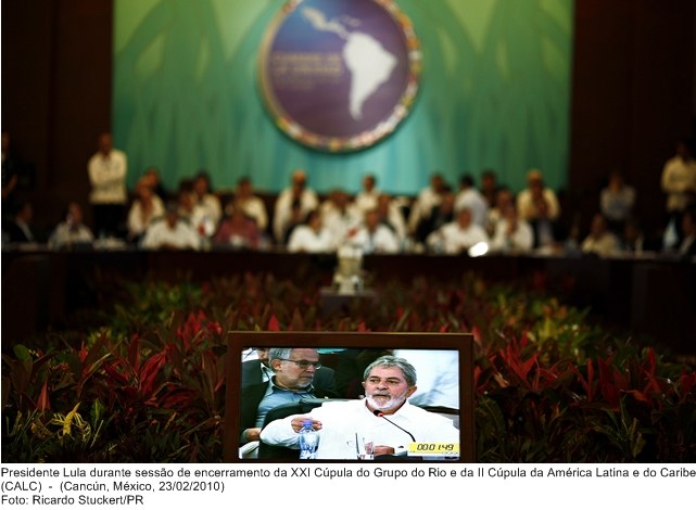 Presidente Lula durante sessão de encerramento da XXI Cúpula do Grupo do Rio e da II Cúpula da América Latina e do Caribe (CALC).