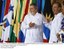 Presidente Lula e o presidente do México, Felipe Calderón, durante cerimônia de abertura da XXI Cúpula do Grupo do Rio e da II Cúpula da América.