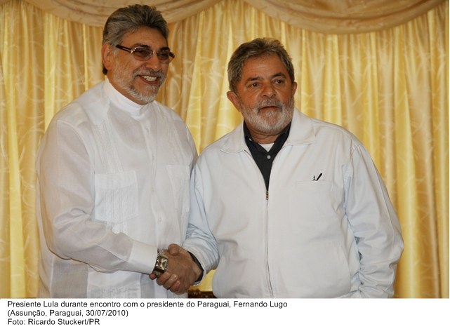Presiente Lula durante encontro com o presidente do Paraguai, Fernando Lugo.