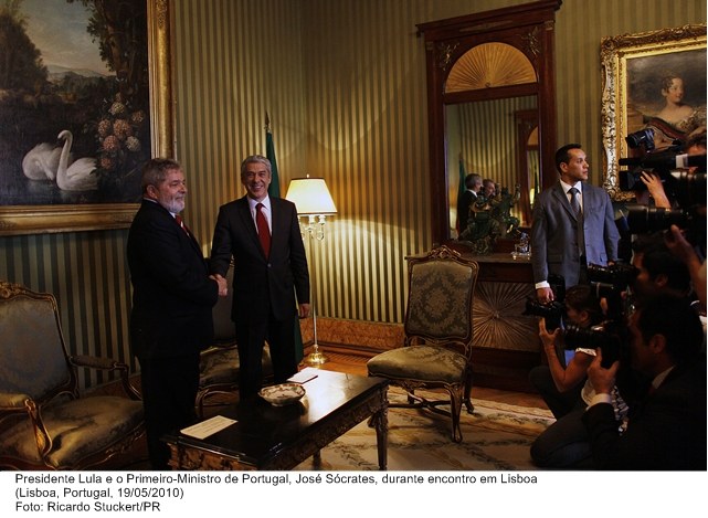 Presidente Lula e o primeiro-ministro de Portugal, José Sócrates, durante encontro em Lisboa.