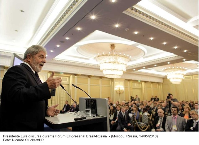 Presidente Lula discursa durante o Fórum Empresarial Brasil-Rússia.