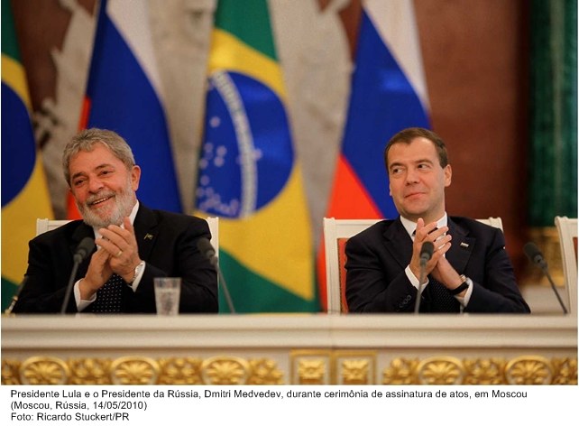 Presidente Lula durante encontro com o Presidente da Rússia, Dmitri Medvedev, em Moscou.