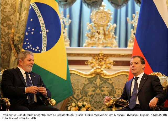 Presidente Lula durante encontro com o Presidente da Rússia, Dmitri Medvedev, em Moscou.