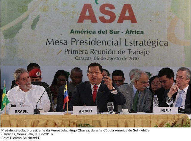 Presidente Lula, o presidente da Venezuela, Hugo Chávez, durante Cúpula América do Sul - África.
