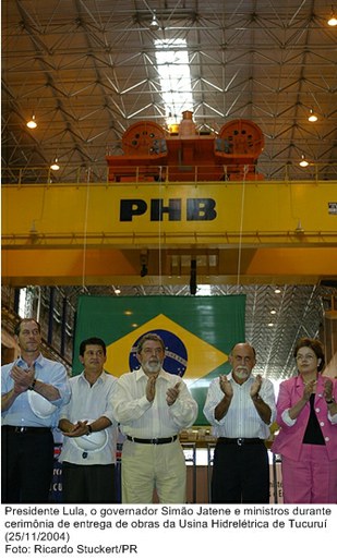 Presidente Lula, o governador Simão Jatene e ministros durante cerimônia de entrega de obras da Usina Hidrelétrica de Tucuruí.jpg