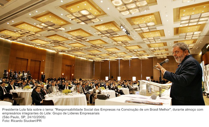 Presidente Lula fala sobre o tema Responsabilidade Social das Empresas na Construção de um Brasil Melhor, durante almoço com empresários integrantes do Lide Grupo de Líderes Empresariais.jpg