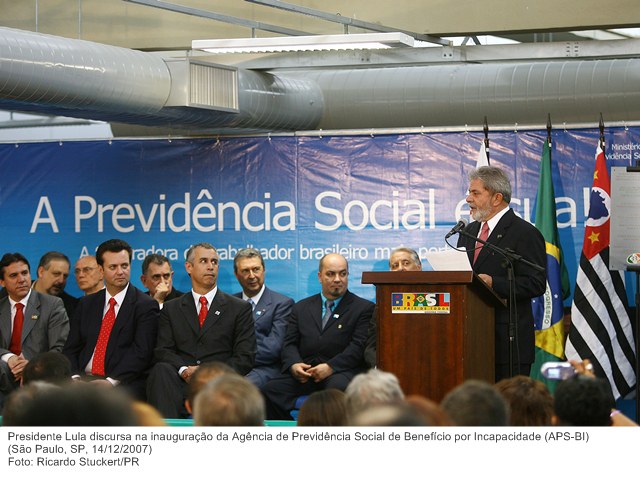 Presidente Lula discursa na inauguração da Agência de Previdência Social de Benefício por Incapacidade (APS-BI).