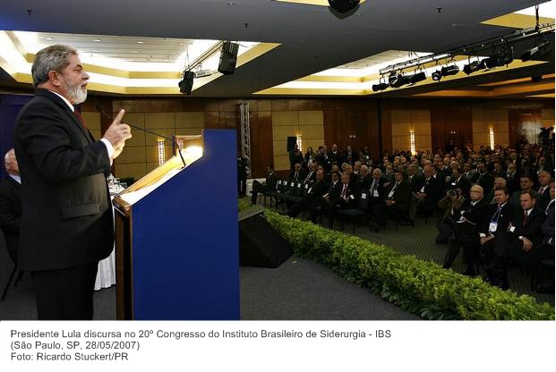 Presidente Lula discursa no 20º Congresso do Instituto Brasileiro de Siderurgia - IBS.